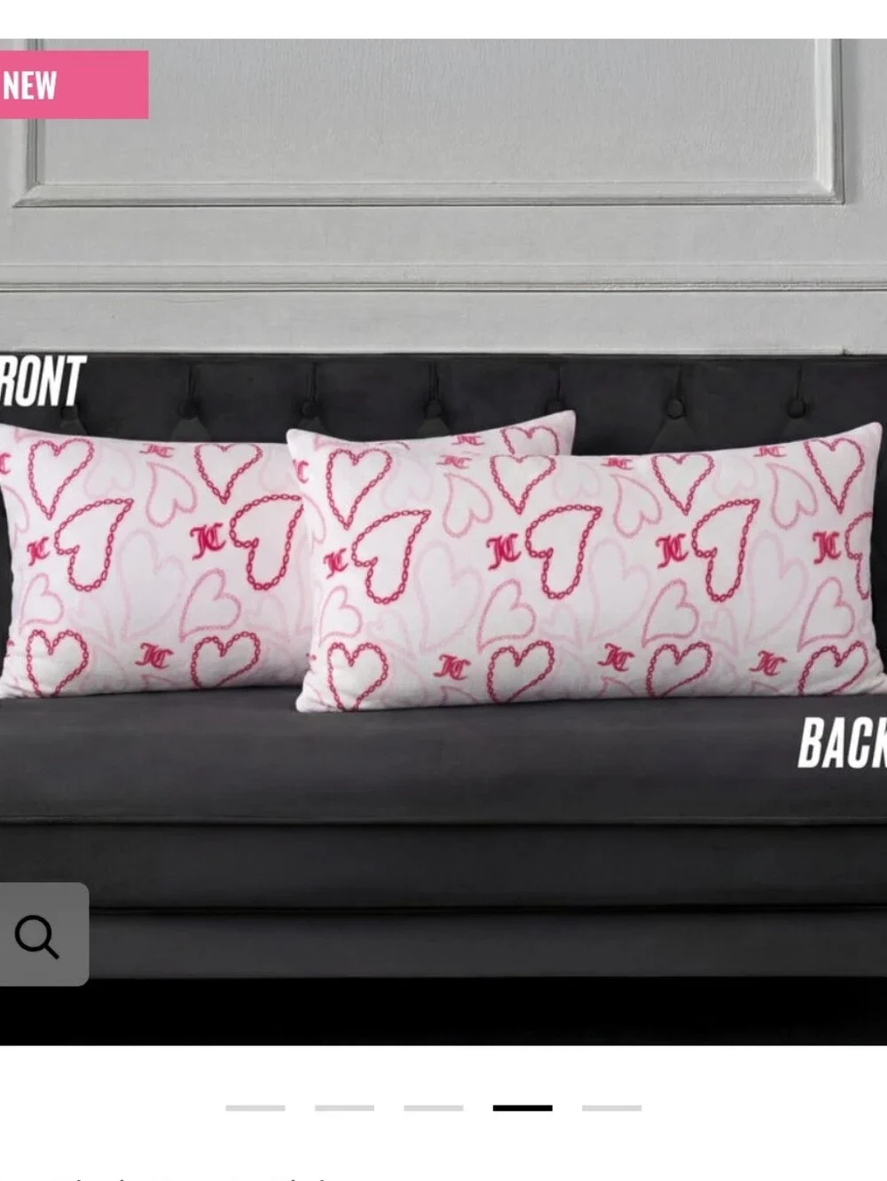 Juicy Couture Home Decorative Chain Heart Print Plush Body Pillow